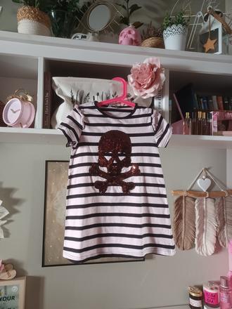 Pruhovaná tunika s lebkou s flitry, lindex,122