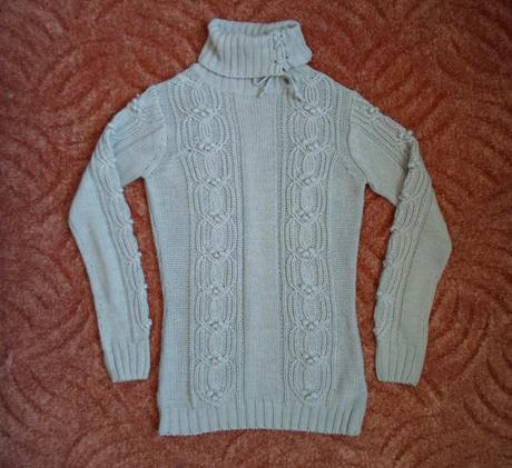 Šedý teplý pletený svet svetřík rolák, colours of the world,s