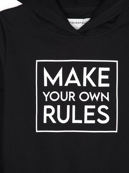 Dívčí mikina s kapucí černá / bílý potisk vel. 128, 128