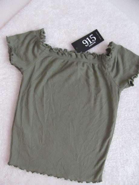 Khaki pružné tričko crop top, new look,158
