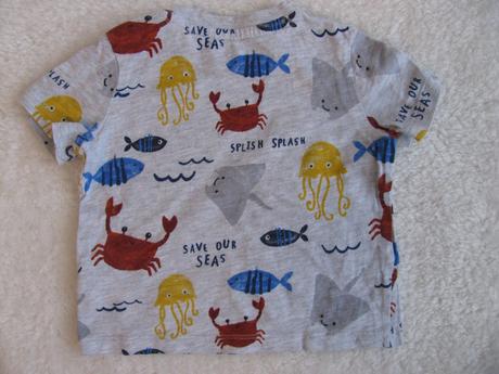 Šedé bavlněné tričko s rybičkami, f&f,74