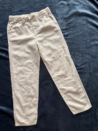Kalhoty letní lněné - v.7/8 let krémové barvy, h&m,128