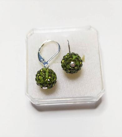 Náušnice třpytivé bambulky zelené,