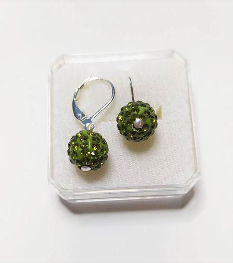 Náušnice třpytivé bambulky zelené,