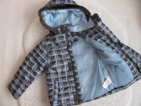 Tenčí zimní světle modrá bunda s kapucí, early days,80