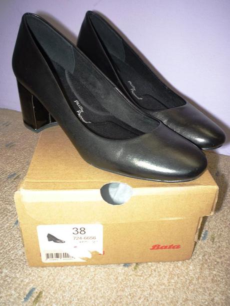 Černé kožené lodičky baťa, vel.38 - jednou vzaté, baťa,38