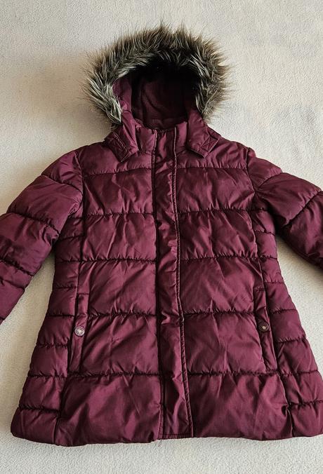 Dívčí teplá zimní bunda s kožíškem, vel.146, c&a, c&a,146