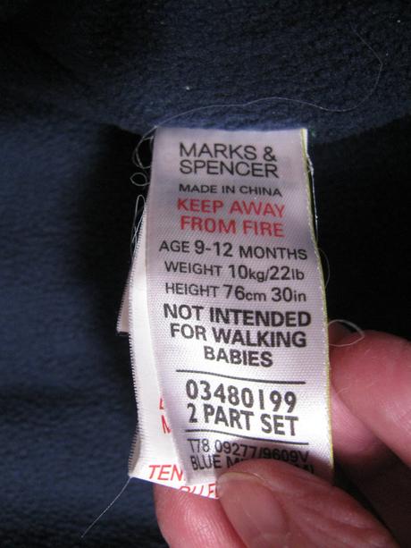 Modrá zimní kombinéza s kapucí a s rukavičkami, marks & spencer,80