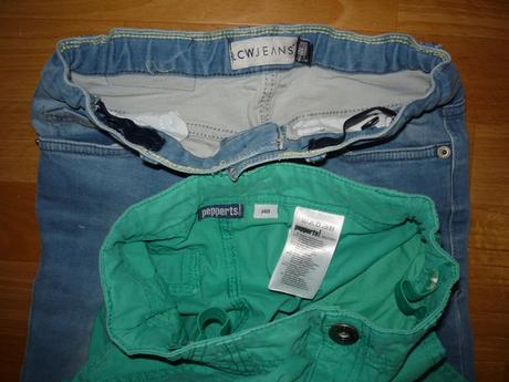 Plátěné a džínové kraťasy vel 140, cena za oboje, pepperts,140