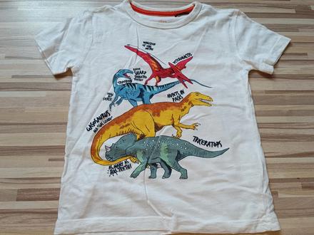 Bílé tričko s dinosaury 110 john lewis, john lewis,110