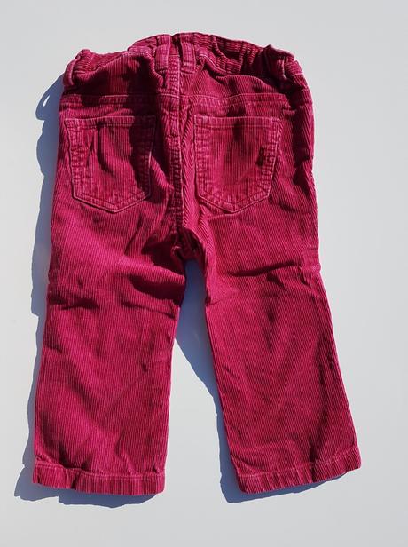 D127 dívčí malinové manšestrové kalhoty vel. 86, h&m,86