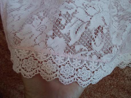 Růžové krajkové tričko triko 3/4 rukáv, f&f,152