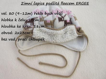 Zimní čepice podšitá fleecem zn. ergee, ergee,80