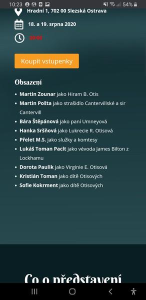 Daruji lístky na dnešní divadlo na hradě Ostravsko.