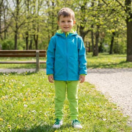 Dětská softshellová souprava  modro-zelená, 104