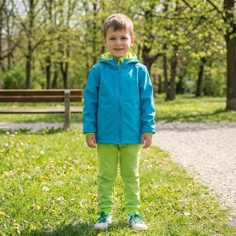 Dětská softshellová souprava  modro-zelená, 104