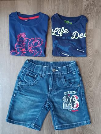 Chlapecký letní set, vel.116 (kraťasy+2 trička), 104–116