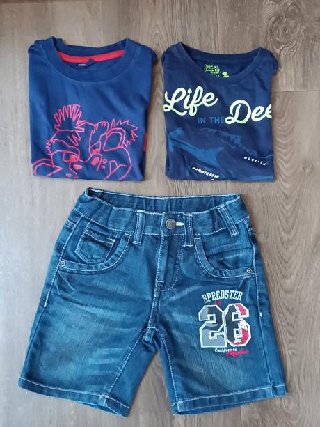 Chlapecký letní set, vel.116 (kraťasy+2 trička), 104–116