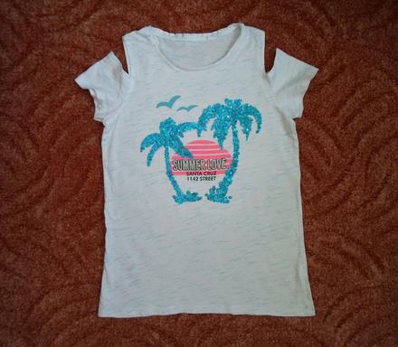 Bílé tričko triko krátký rukáv, 152