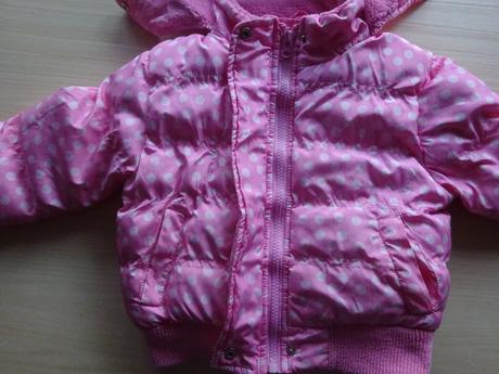 Zimní růžová bunda s puntíky, vel. 92, funky diva,92