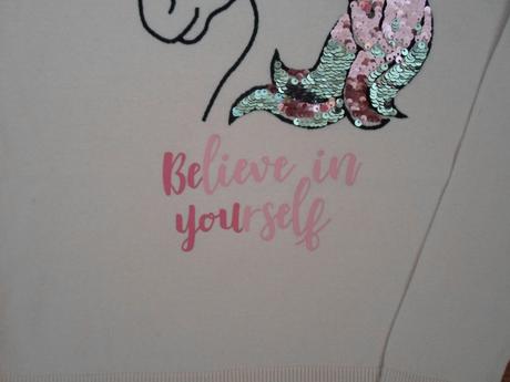 Růžový svetr svetřík s jednorožcem, h&m,146