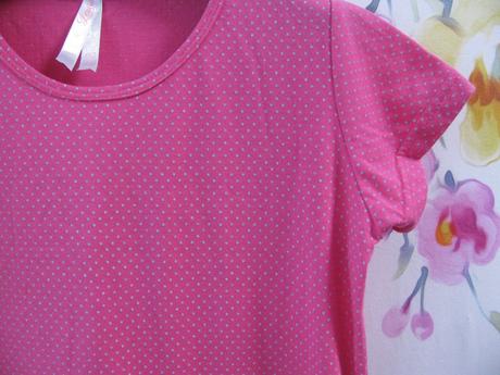 Dívčí sytě růžové elastické šaty s puntíkem, lewro,158