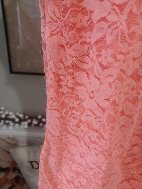 Meruňkové lososové tričko s krajkou lindex 170/s-m, lindex,170