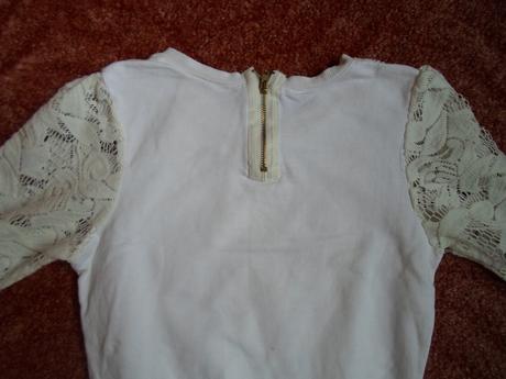 Béžový smetanový krajkový svetr svetřík mikina yd, young dimension,116