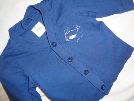 Luxusní modrá propínací mikina s velrybou, coolclub,62