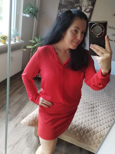 Halenka l xl 40 42 červená, h&m,l