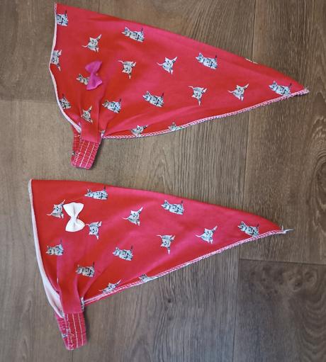 2x dívčí bavlněné šátečky s kočičkou, vel. 86, 86