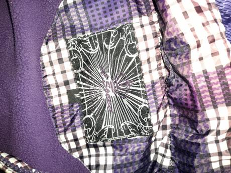 Bunda jarní kostkovaná fialová, 140