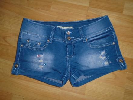 Džínové kraťasy kamínky vel 28, 28