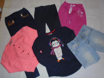 Leginy kraťasy džíny 6ks vel 5/6 i nové, 104–116