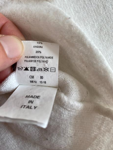 Bílý angora svetřík vel. 80/9-18 měs zn. pinko, pinko,80