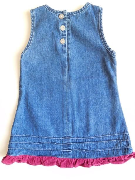 Riflová šatovka s kytičkama, mini mode,86