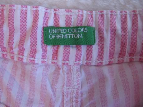 Bavlněné elastické růžovo bílé kraťasy benetton, benetton,128