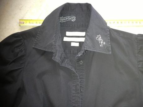 Černá košile blůza replay xsmall vel.36 kamínky, replay,36