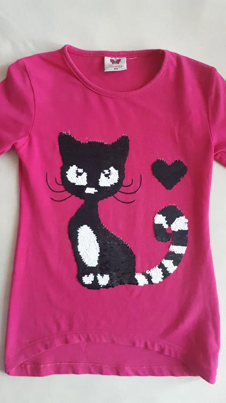 Dětské měnící (přeměňovací) tričko kočička, 104, 104