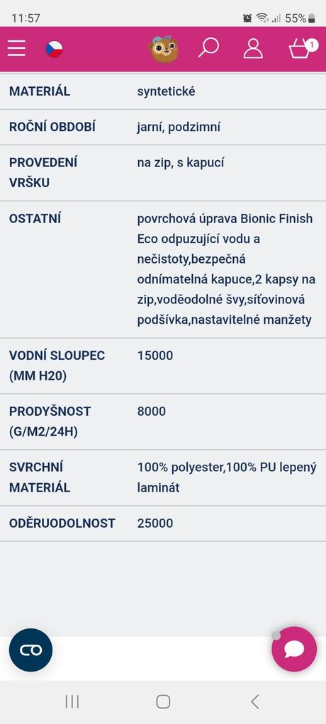 Membranová bunda, reima,146