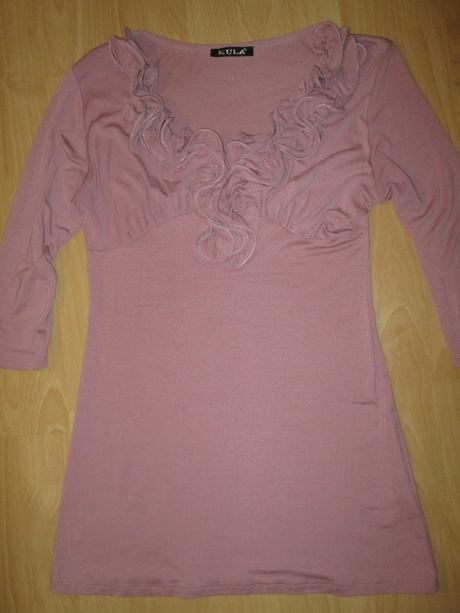 Starorůžová tunika s volánky, s