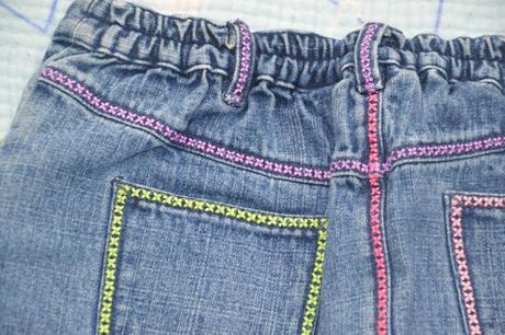 110 116 122 džínová sukně s okrasným stehem, 116