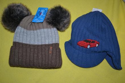 2x zimní čepice ,v.86-116, 86 - 116