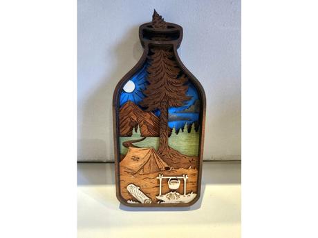 Dřevěná 3d dekorace kemp, 