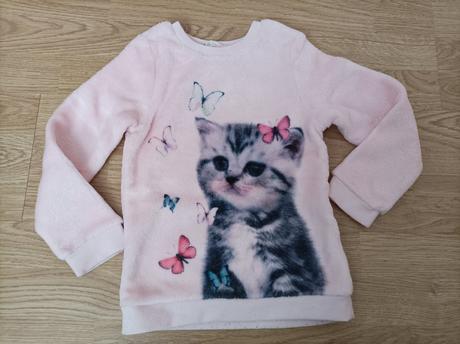 Plyšová mikina s kočičkou h&m vel.110/116, h&m,110