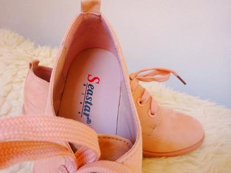 Růžové polobotky na zavazování, 40