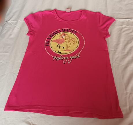 Dívčí triko růžové plameňák krátký rukáv, 158