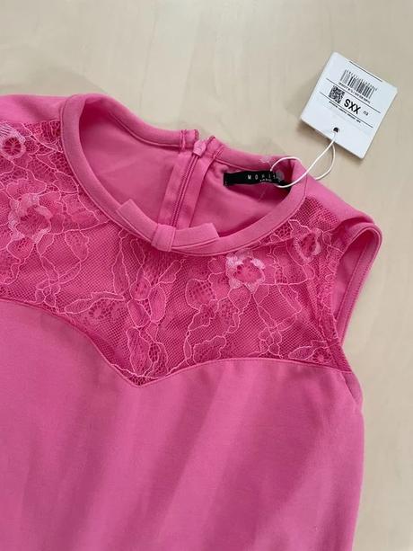 Nové růžové šaty s mašlí a krajkou, vel xxs, mohit, mohito,xs