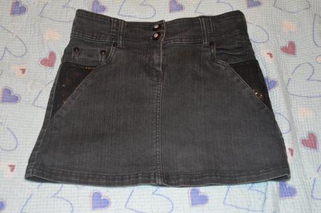 152 158 164 džínová elastická sukně s flitry, c&a,158