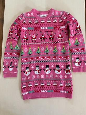 Růžový vánoční svetr se sněhuláky, vel 146/11 let,, next,146